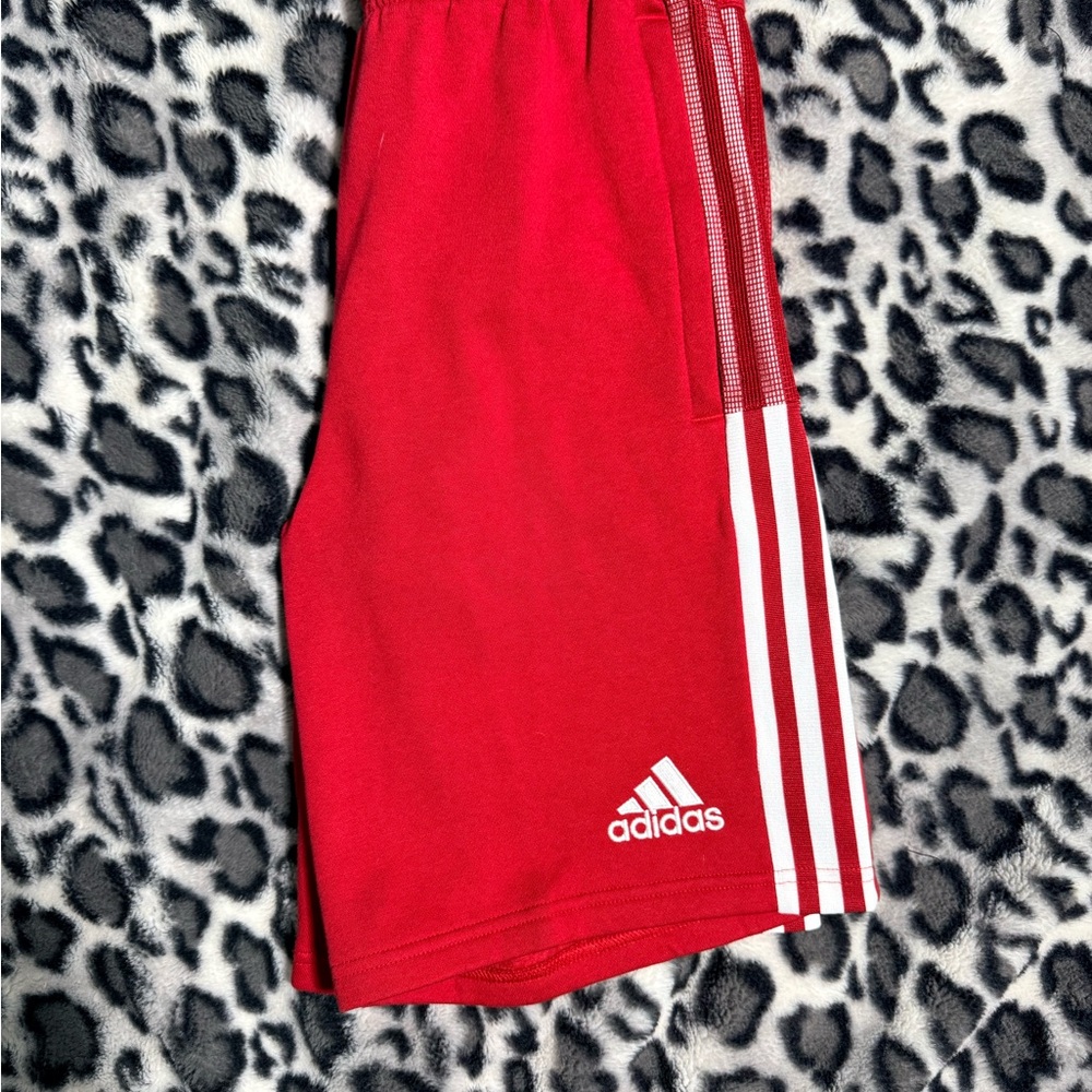 Adidas Red Shorts with White Stripes